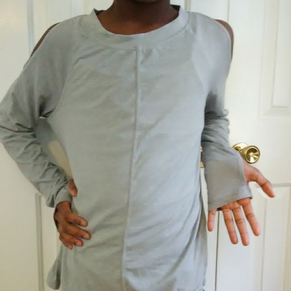 Girls 10-12 Gray Cold Shoulder